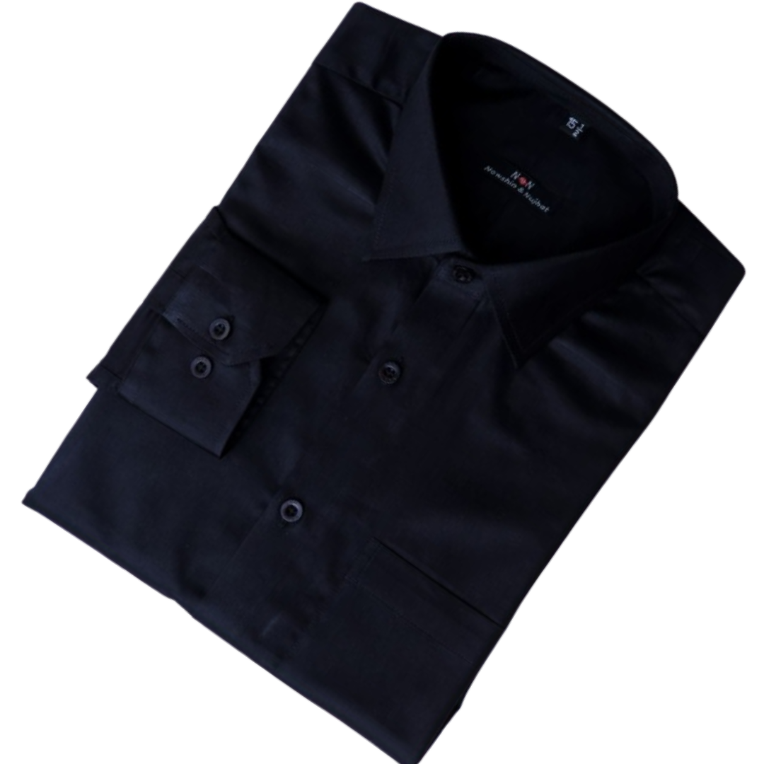 N&N Taffeta Chx Full Sleeve Shirt-Black